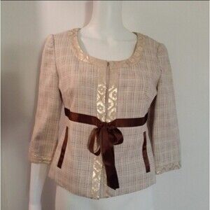 Ports 1961 Blazer jacket top beige 6 s m Ports International luxury cotton linen